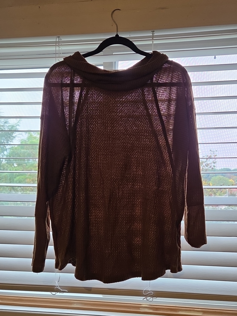 Maurices Brown Open-Knit Cowl Neck Sweater